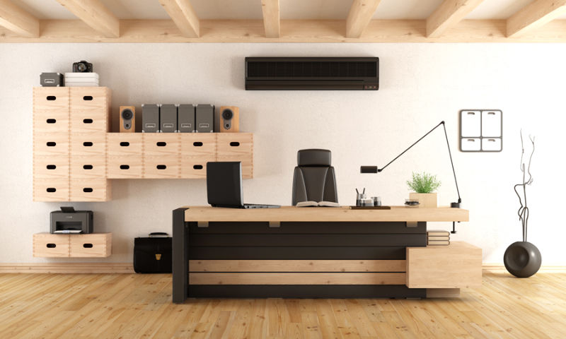 Office with Wooden Furniture